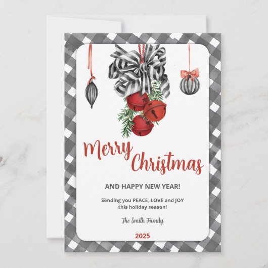 Black and White Noël Christmas Invitation Kaart (Voorkant)