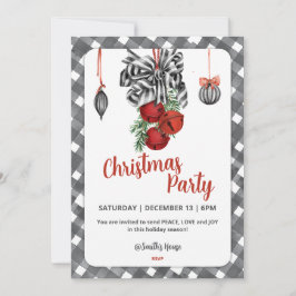 Black and White Noël Christmas Invitation Kaart