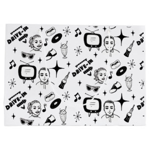 Black and White Nostalgic Retro 1950's Style Groot Cadeauzakje