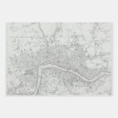 Black and White Old London City Map Inpakpapier Vel (Voorkant 2)
