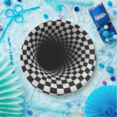 Black and White Optical Illusion Tunnel Papieren Bordje (Feest)