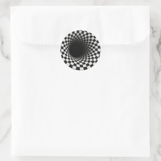 Black and White Optical Illusion Tunnel Ronde Sticker (Tas)