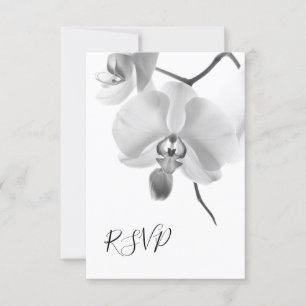 Black and White Orchids Wedding RSVP Response Kaar