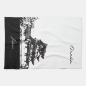 Black and White Osaka, Japan Theedoek (Horizontaal)