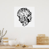 Black and White Oyster Shell Poster (Cuisine)
