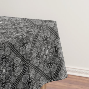 Black and White Paisley Bandana Boho Print Tafelkleed