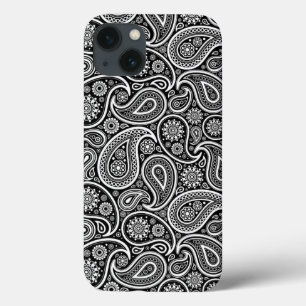 Black and White  Paisley Pattern 2 iPhone 13 Hoesje