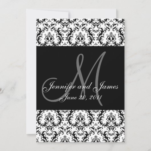Black and White Paisley Wedding Save the Date (Voorkant)