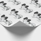 Black and White Papillon Cute Cartoon Dog Pattern Cadeaupapier (Hoek)