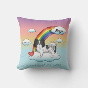 Black and White Papillon Cute Dog Rainbow Memorial Kussen