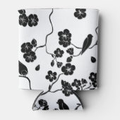 Black and White Pattern Birds on Cherry Blossoms Blikjeskoeler (Voorkant)