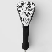 Black and White Pattern Birds on Cherry Blossoms Golfheadcover (Voorkant)