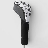Black and White Pattern Birds on Cherry Blossoms Golfheadcover (Schuin)
