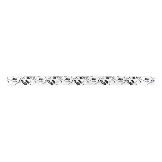 Black and White Pattern Birds on Cherry Blossoms Lint (Voorkant)