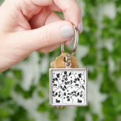Black and White Pattern Birds on Cherry Blossoms Sleutelhanger (Hand)