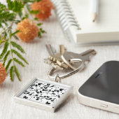 Black and White Pattern Birds on Cherry Blossoms Sleutelhanger (Zijkant)