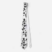 Black and White Pattern Birds on Cherry Blossoms Stropdas (Voorkant)