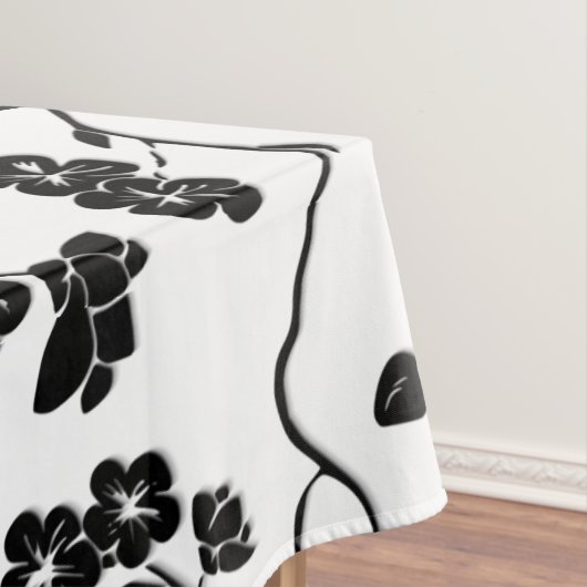 Black and White Pattern Birds on Cherry Blossoms Tafelkleed (Voorbeeld)