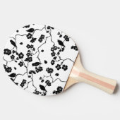 Black and White Pattern Birds on Cherry Blossoms Tafeltennisbatje (Zijkant)