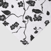 Black and White Pattern Birds on Cherry Blossoms Tissuepapier (Detail)