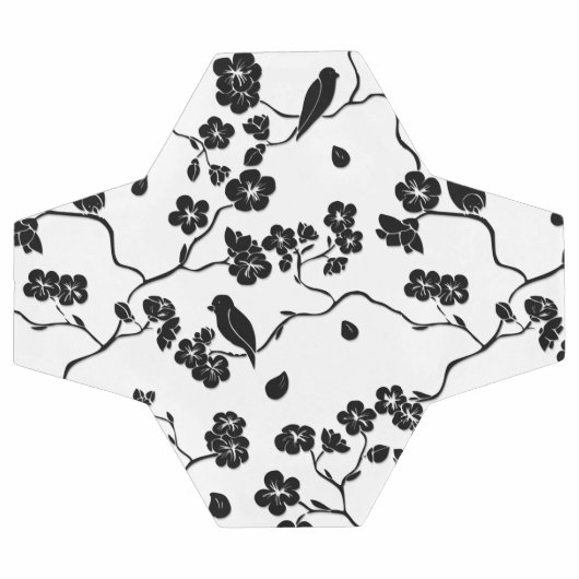 Black and White Pattern Birds on Cherry Blossoms Voetbal (Enkel)