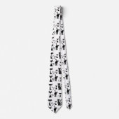 Black and White Pattern with Funny Looking Cats Stropdas (Voorkant)
