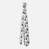 Black and White Pattern with Funny Looking Cats Stropdas (Achterkant)