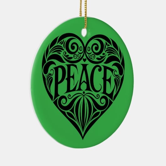 BLACK AND WHITE PEACE HEART KERAMISCH ORNAMENT (Rechts)