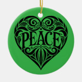 BLACK AND WHITE PEACE HEART KERAMISCH ORNAMENT (Voorkant)
