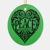 BLACK AND WHITE PEACE HEART KERAMISCH ORNAMENT (Links)