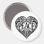 BLACK AND WHITE PEACE HEART MAGNEET (Voorkant / Achterkant)