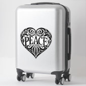 BLACK AND WHITE PEACE HEART STICKER (Koffer)