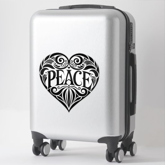 BLACK AND WHITE PEACE HEART STICKER (Koffer)