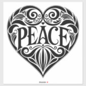 BLACK AND WHITE PEACE HEART STICKER (Vel)