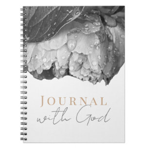 Black and White Peony Flower Journal Met God Notitieboek