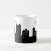 Black and White Peoria, Illinois Skyline Koffiemok (Center)