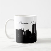 Black and White Peoria, Illinois Skyline Koffiemok (Links)