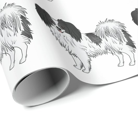 Black and White Phalène Speelgoed Breed Dog Patroo Cadeaupapier (Rol Hoek)