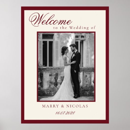 Black and White Photo Old Money Wedding Welcome Poster (Voorkant)