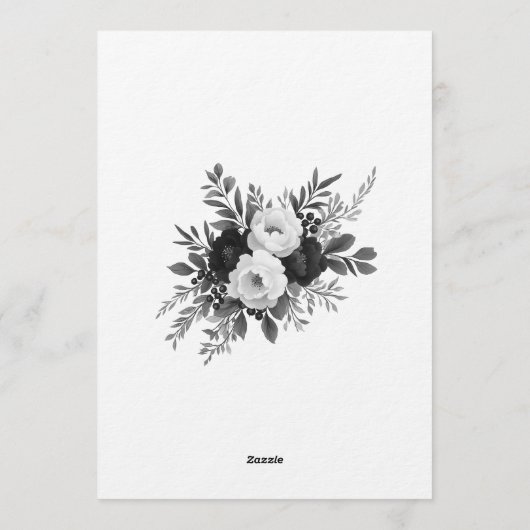 Black and White Photo Template Botanical Wedding Kaart (Achterkant)