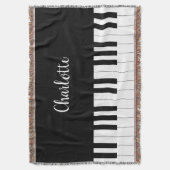  Black and White Piano Keys met aangepaste naam Deken (Voorkant Verticaal)