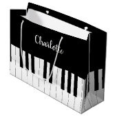Black and White Piano Keys met aangepaste naam Groot Cadeauzakje (Voorkant Gekanteld)
