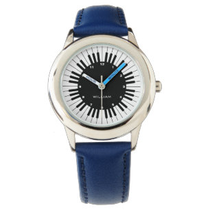Black and White Piano Keys met aangepaste naam Horloge
