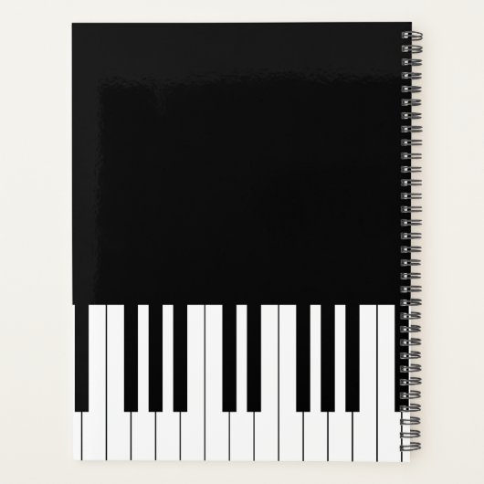 Black and White Piano Keys met aangepaste naam Planner (Achterkant)