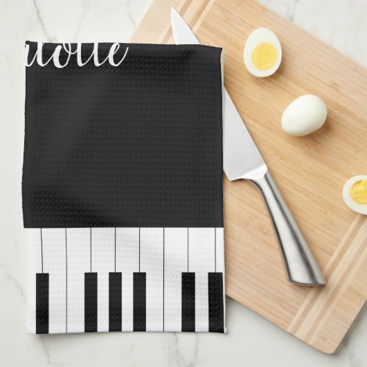 Black and White Piano Keys met aangepaste naam Theedoek (Quarter Fold)