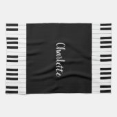 Black and White Piano Keys met aangepaste naam Theedoek (Horizontaal)