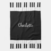 Black and White Piano Keys met aangepaste naam Theedoek (Verticaal)