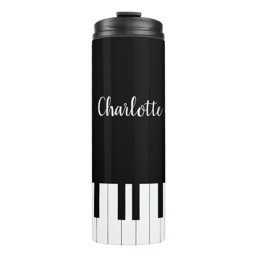 Black and White Piano Keys met aangepaste naam Thermosbeker (Voorkant)