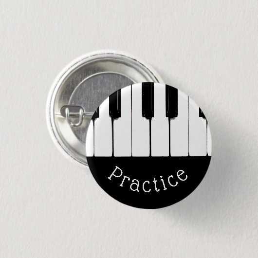 Black and White Piano Keys, "Practice" Ronde Button 3,2 Cm (Voorkant /achterkant)