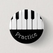 Black and White Piano Keys, "Practice" Ronde Button 3,2 Cm (Voorkant)